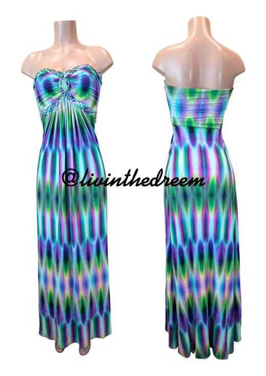 Sky Dresses & Skirts - Sky Brand Saadet Embellished Braid Accent Abstract Maxi Dress SZ S